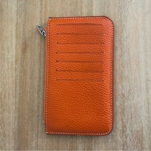 Authentic Hermès Dogon Duo Calf Skin Leather Orange Wallet Insert/Card Holder
